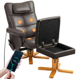 Brown Massage Recliner Chair With Footstool, Remote Control And Hidden Storage - thumbnail 6