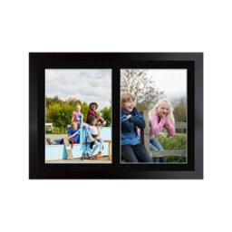 AK Frames 20X14 Matte Black Modern Multi Photo Frame With Black Mount - Holds 2 Apertures (2X) A4 Photos - thumbnail 1
