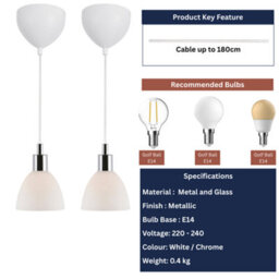 Nordlux Ray Glass Pendant Light 2 Pack Silver,mains - thumbnail 6