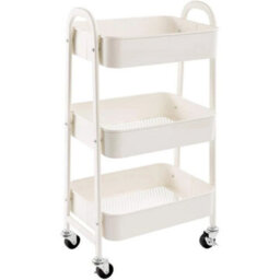 3 Tier Metal Rolling Storage Trolley For Kitchen Beauty Books