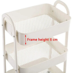 3 Tier Metal Rolling Storage Trolley For Kitchen Beauty Books - thumbnail 3