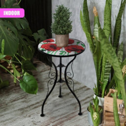 Round Mosaic Garden Patio Side Table Stand - thumbnail 3