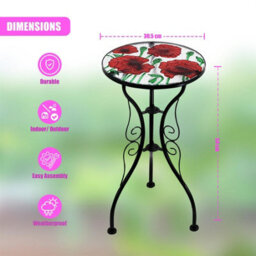Round Mosaic Garden Patio Side Table Stand - thumbnail 2