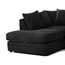 Furnishings For Less UK Luxor Black Jumbo Cord Large 5 Seater Corner Sofa Long Left Hand Facing - thumbnail 2