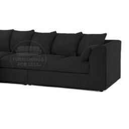 Furnishings For Less UK Luxor Black Jumbo Cord Large 5 Seater Corner Sofa Long Left Hand Facing - thumbnail 3