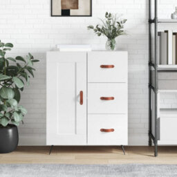 Berkfield Classic Sideboard High Gloss White 69.5X34X90 Cm Engineered Wood - thumbnail 2