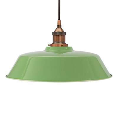 Mint Green Chancery Painted Dome Pendant Light With Antique Copper Lamp Holder And Black Round Cable - Se Home - image 1