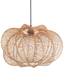 Wyld And Coco Natural Rattan Pendant Lamp With Black Iron Base, Boho W44 X D44 X H131Cm - thumbnail 3