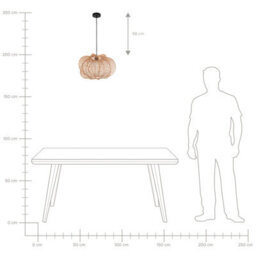 Wyld And Coco Natural Rattan Pendant Lamp With Black Iron Base, Boho W44 X D44 X H131Cm - thumbnail 7