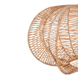 Wyld And Coco Natural Rattan Pendant Lamp With Black Iron Base, Boho W44 X D44 X H131Cm - thumbnail 5