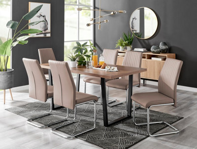 Furniturebox Uk Kylo Brown Wood Effect Dining Table & 6 Cappuccino Lorenzo Chairs - image 1