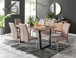 Furniturebox Uk Kylo Brown Wood Effect Dining Table & 6 Cappuccino Lorenzo Chairs - thumbnail 1