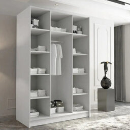 Calia I Minimalist Three Door Black Wardrobe With Black Handles - thumbnail 3