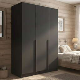 Calia I Minimalist Three Door Black Wardrobe With Black Handles - thumbnail 1