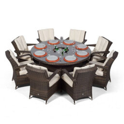 That's Furniture Arizona Round 8 Seater Rattan Dining Set With Ice Bucket Drinks Cooler - Brown - thumbnail 7
