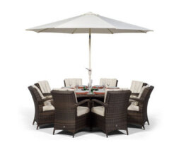 That's Furniture Arizona Round 8 Seater Rattan Dining Set With Ice Bucket Drinks Cooler - Brown - thumbnail 6