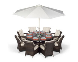That's Furniture Arizona Round 8 Seater Rattan Dining Set With Ice Bucket Drinks Cooler - Brown - thumbnail 5