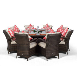 That's Furniture Arizona Round 8 Seater Rattan Dining Set With Ice Bucket Drinks Cooler - Brown - thumbnail 4