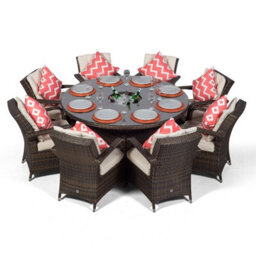 That's Furniture Arizona Round 8 Seater Rattan Dining Set With Ice Bucket Drinks Cooler - Brown - thumbnail 3