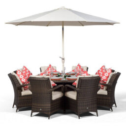 That's Furniture Arizona Round 8 Seater Rattan Dining Set With Ice Bucket Drinks Cooler - Brown - thumbnail 2