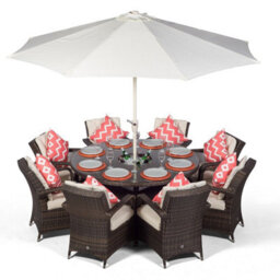 That's Furniture Arizona Round 8 Seater Rattan Dining Set With Ice Bucket Drinks Cooler - Brown - thumbnail 1