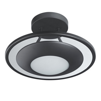 Happy Homewares Modern Designer Semi Flush Led Ceiling Light Fitting In Matte Black - image 1