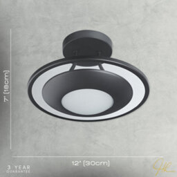 Happy Homewares Modern Designer Semi Flush Led Ceiling Light Fitting In Matte Black - thumbnail 6