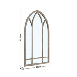 Living And Home Brown Arched Decorative Metal Wall Mount Garden Window Framed Mirror 480X825mm - thumbnail 5
