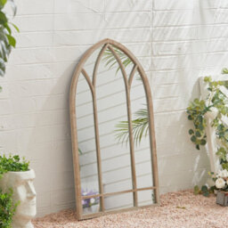 Living And Home Brown Arched Decorative Metal Wall Mount Garden Window Framed Mirror 480X825mm