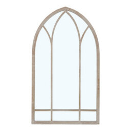 Living And Home Brown Arched Decorative Metal Wall Mount Garden Window Framed Mirror 480X825mm - thumbnail 3
