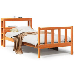 Berkfield Bed Frame With Headboard Without Mattress Wax Brown 75X190 Cm Small Single - thumbnail 2