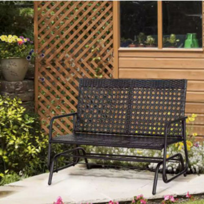 Metal 2 Seater Pe Rattan Glider Bench Outdoor - image 1