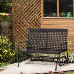 Metal 2 Seater Pe Rattan Glider Bench Outdoor - thumbnail 1