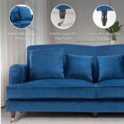 Velvet Bottle Green 2 Seater Sofa Ashton - thumbnail 7