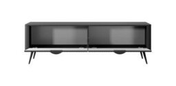 Arte Lante Modern Black Tv Cabinet 1630mm H510mm D380mm With Two Pull-Down Doors And Two Closed Compartments - thumbnail 4