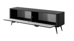 Arte Lante Modern Black Tv Cabinet 1630mm H510mm D380mm With Two Pull-Down Doors And Two Closed Compartments - thumbnail 2