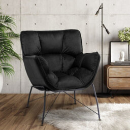 Black Accent Chair In Velvet Fabric - thumbnail 1