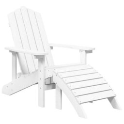 Garden Adirondack Chairs 2 Pcs With Footstools Hdpe White - thumbnail 3