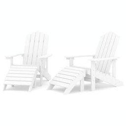 Garden Adirondack Chairs 2 Pcs With Footstools Hdpe White - thumbnail 2