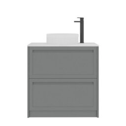 Royal Bathrooms Royal Bathroom Elmore 800mm Matt Pebble Grey Freestanding Countertop Bathroom Vanity Unit 2 Drawer With Round Basin - thumbnail 7