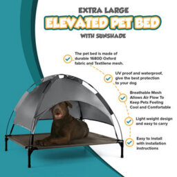 Petlicity Elevated Dog Bed Xl With Canopy Raised Pet Bed Outdoor Waterproof Breathable Dog Cot 106 X 85Cm - thumbnail 2