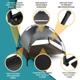 Petlicity Elevated Dog Bed Xl With Canopy Raised Pet Bed Outdoor Waterproof Breathable Dog Cot 106 X 85Cm - thumbnail 4