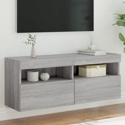 Walplus Tv Wall Cabinet With Led Lights Grey Sonoma 100X30X40 Cm - image 1
