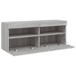 Walplus Tv Wall Cabinet With Led Lights Grey Sonoma 100X30X40 Cm - thumbnail 8