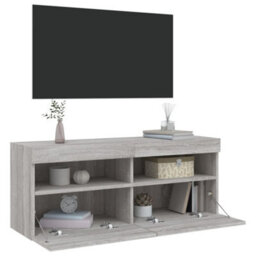 Walplus Tv Wall Cabinet With Led Lights Grey Sonoma 100X30X40 Cm - thumbnail 7