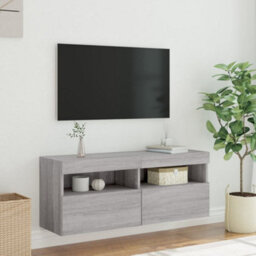 Walplus Tv Wall Cabinet With Led Lights Grey Sonoma 100X30X40 Cm - thumbnail 5