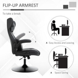 Vinsetto Gaming Chair Home Office Chair W/ Swivel Pedestal Base Lumbar Support - thumbnail 4