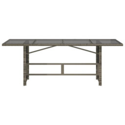 Vidaxl Garden Table With Glass Top Grey 190X80X74 Cm Poly Rattan - thumbnail 6