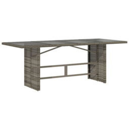 Vidaxl Garden Table With Glass Top Grey 190X80X74 Cm Poly Rattan - thumbnail 2