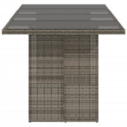 Vidaxl Garden Table With Glass Top Grey 190X80X74 Cm Poly Rattan - thumbnail 4